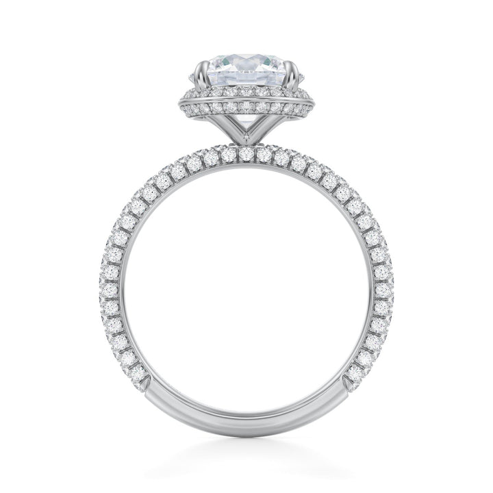 Round Knife Edge Halo With Trio Pave Ring (1.00-1.15 Carat F-VS2)