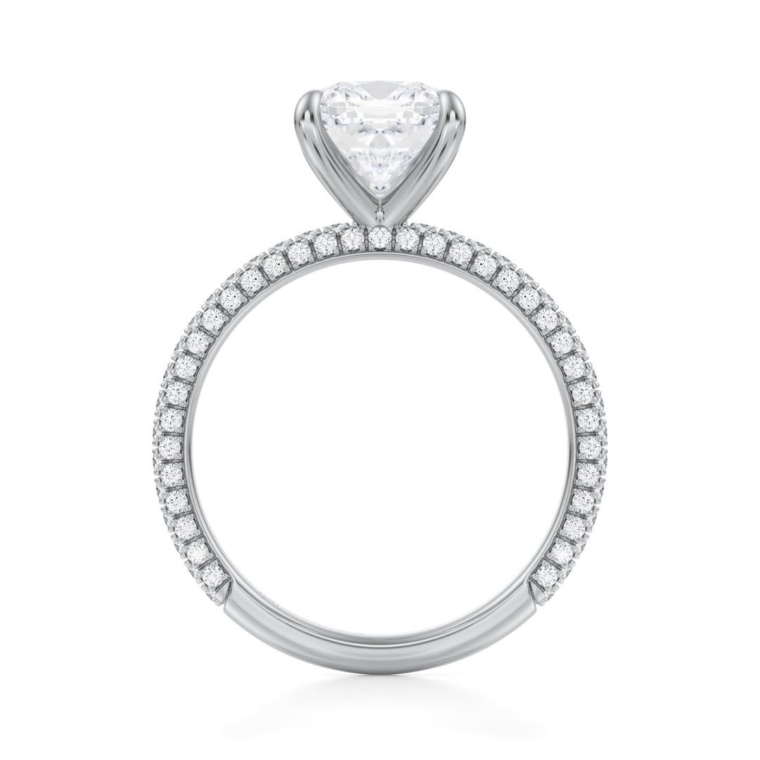 Cushion Trio Pave Ring (1.00-1.15 Carat F-VS2)