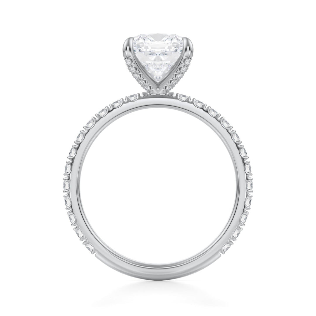 Cushion Pave Ring With Pave Prongs (1.00-1.15 Carat F-VS2)