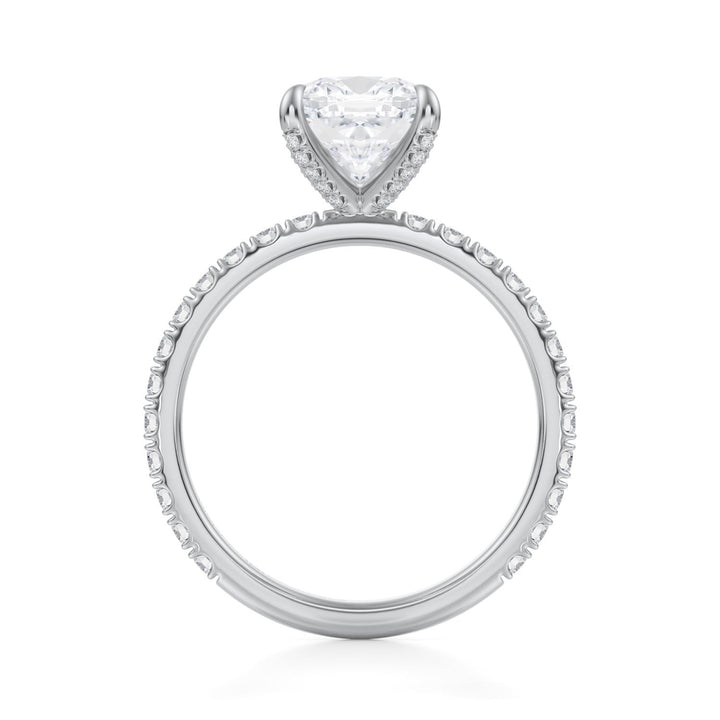 Cushion Pave Ring With Pave Prongs (1.00-1.15 Carat F-VS2)