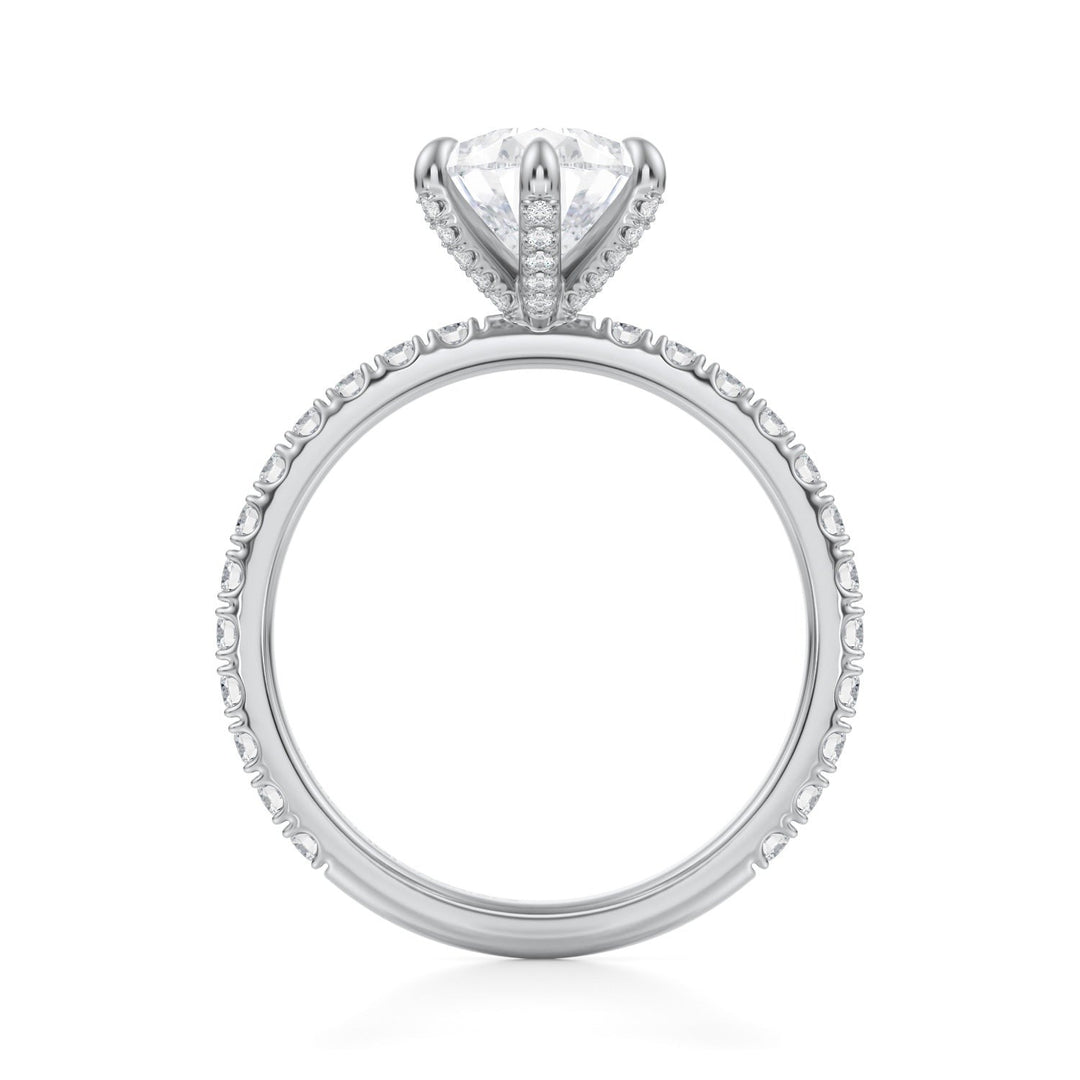 Pear Pave Ring With Pave Prongs (1.00-1.15 Carat F-VS2)