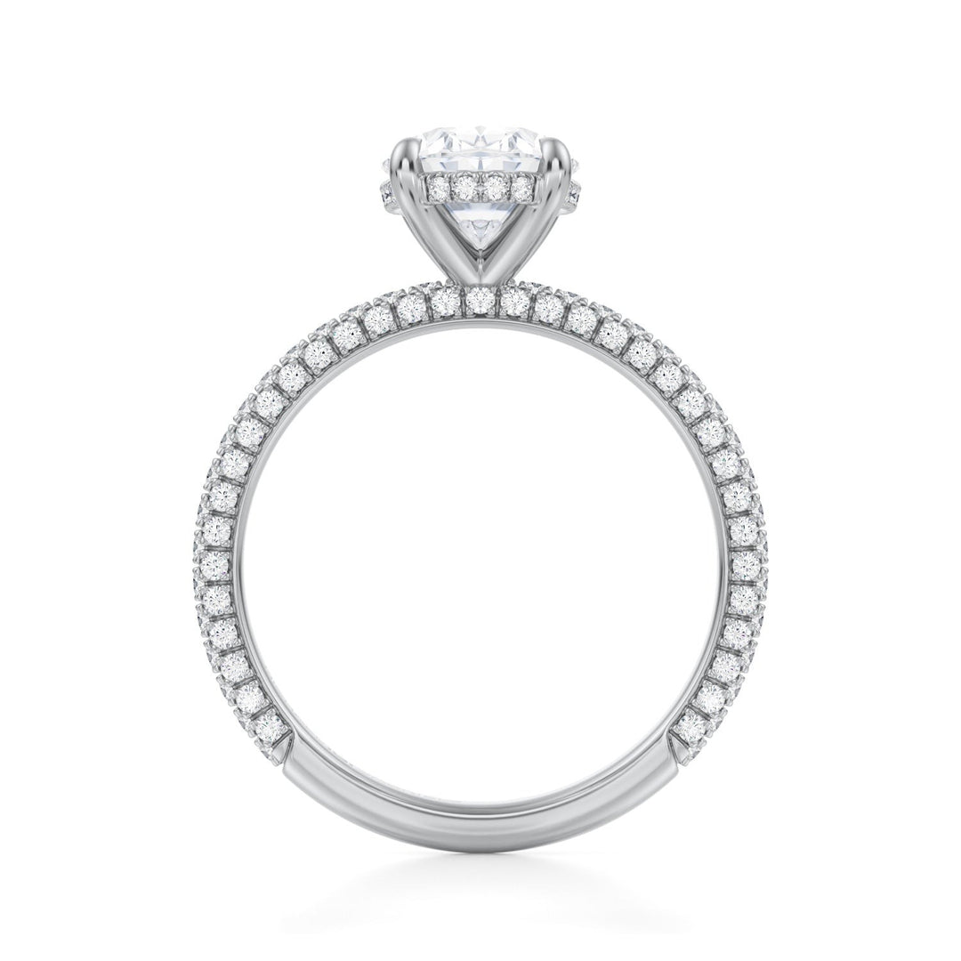 Oval Hidden Halo With Trio Pave Ring (1.00-1.15 Carat F-VS2)