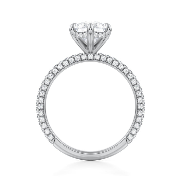 Pear Hidden Halo With Trio Pave Ring (1.00-1.15 Carat F-VS2)