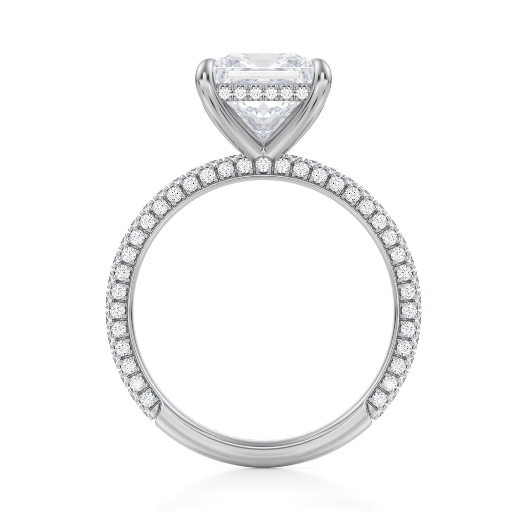 Princess Hidden Halo With Trio Pave Ring (1.00-1.15 Carat F-VS2)