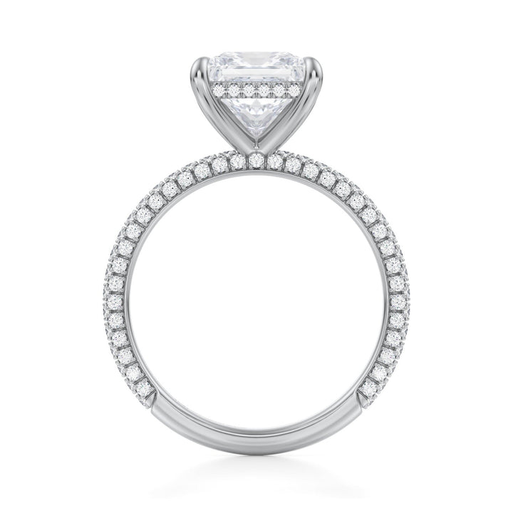 Princess Hidden Halo With Trio Pave Ring (1.00-1.15 Carat F-VS2)