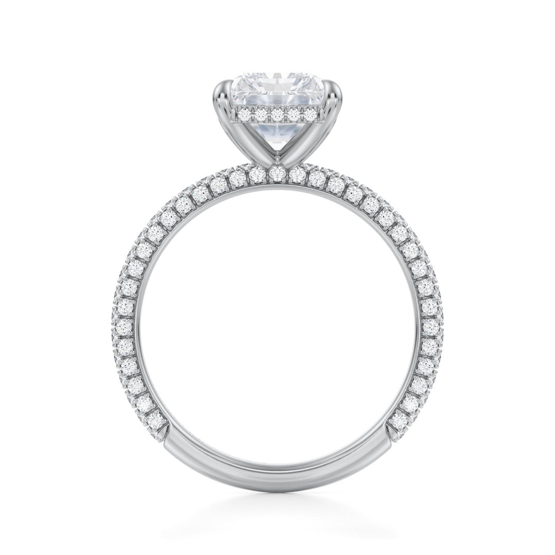 Radiant Hidden Halo With Trio Pave Ring (1.00-1.15 Carat F-VS2)