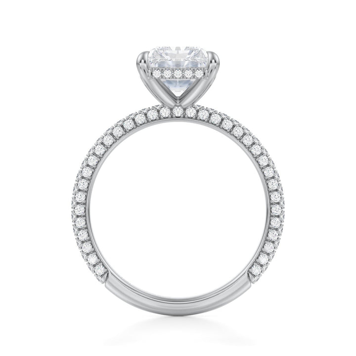 Radiant Hidden Halo With Trio Pave Ring (1.00-1.15 Carat F-VS2)