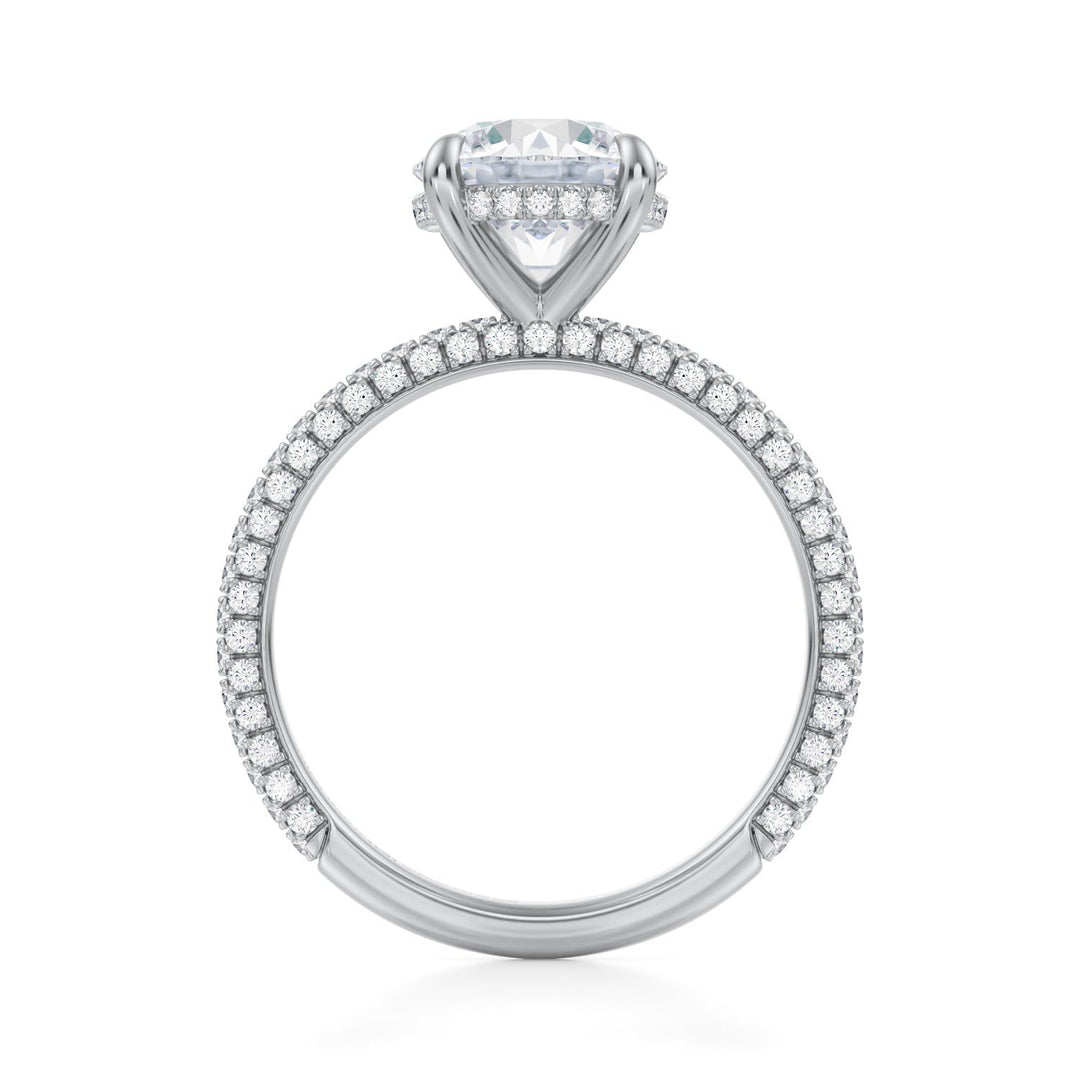 Round Hidden Halo With Trio Pave Ring (1.00-1.15 Carat F-VS2)