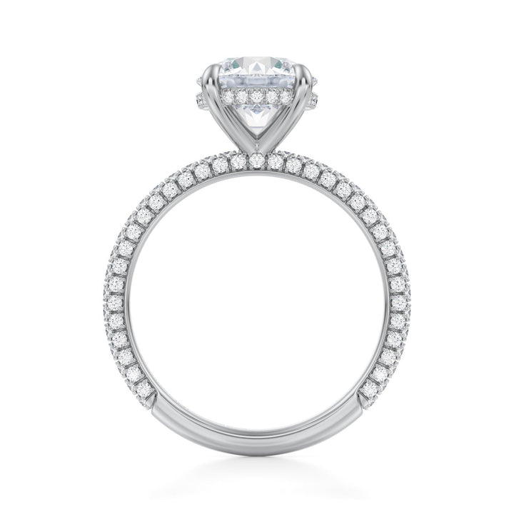 Round Hidden Halo With Trio Pave Ring (1.00-1.15 Carat F-VS2)