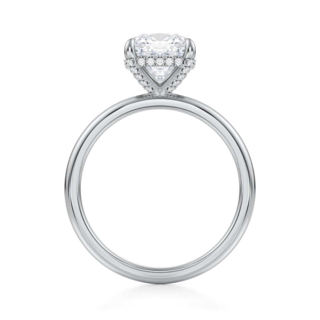 Cushion Solitaire Ring With Pave Basket (1.00-1.15 Carat F-VS2)