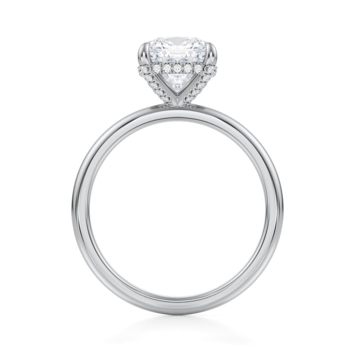 Cushion Solitaire Ring With Pave Basket (1.00-1.15 Carat F-VS2)