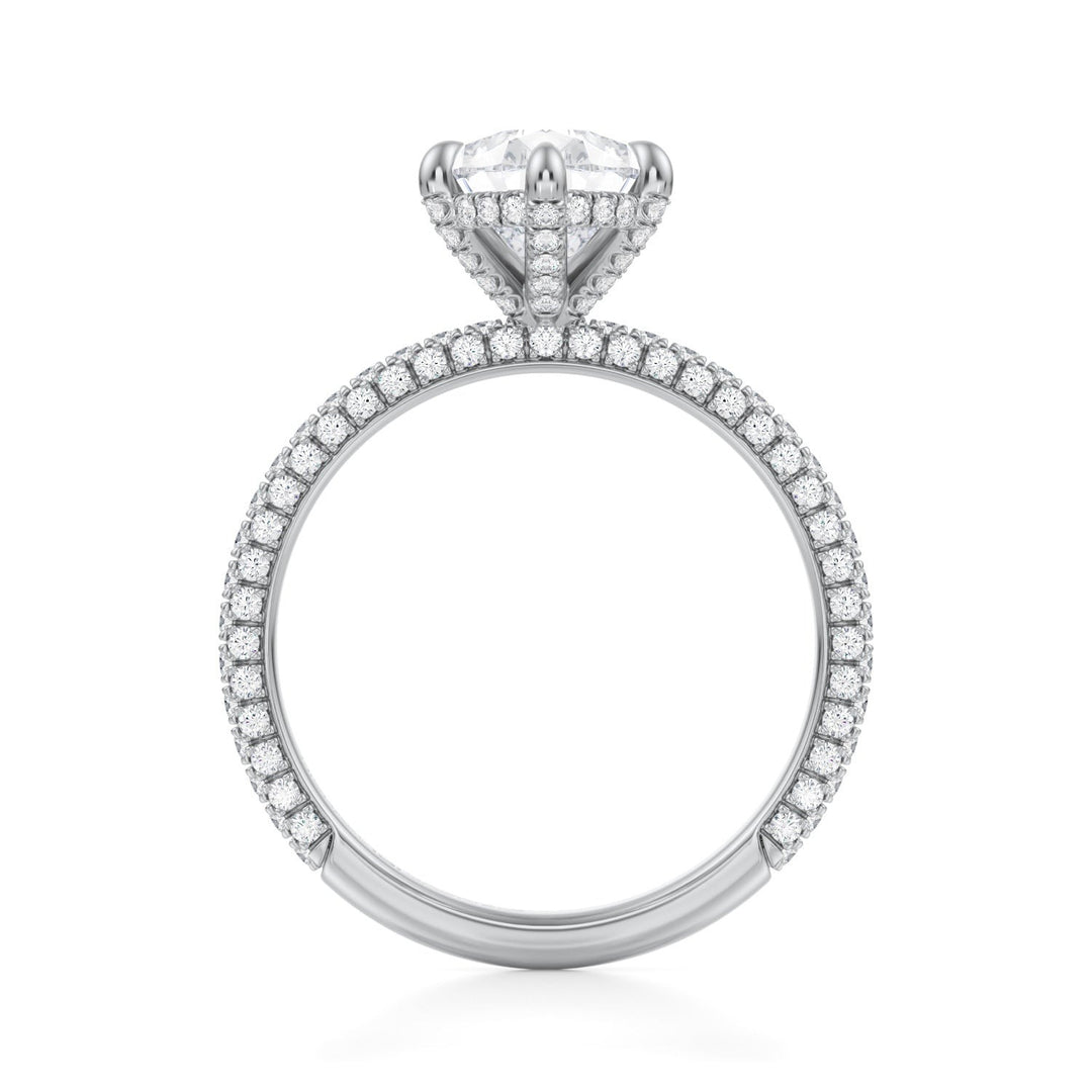 Pear Pave Basket With Trio Pave Ring (1.00-1.15 Carat F-VS2)