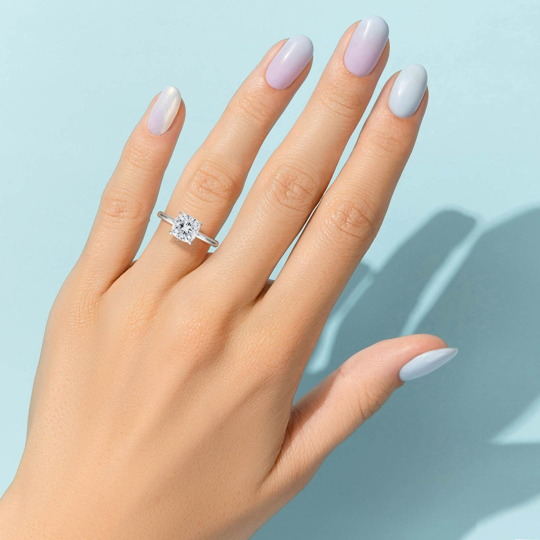 Cushion Solitaire Ring With Hidden Halo (1.00-1.15 Carat F-VS2)