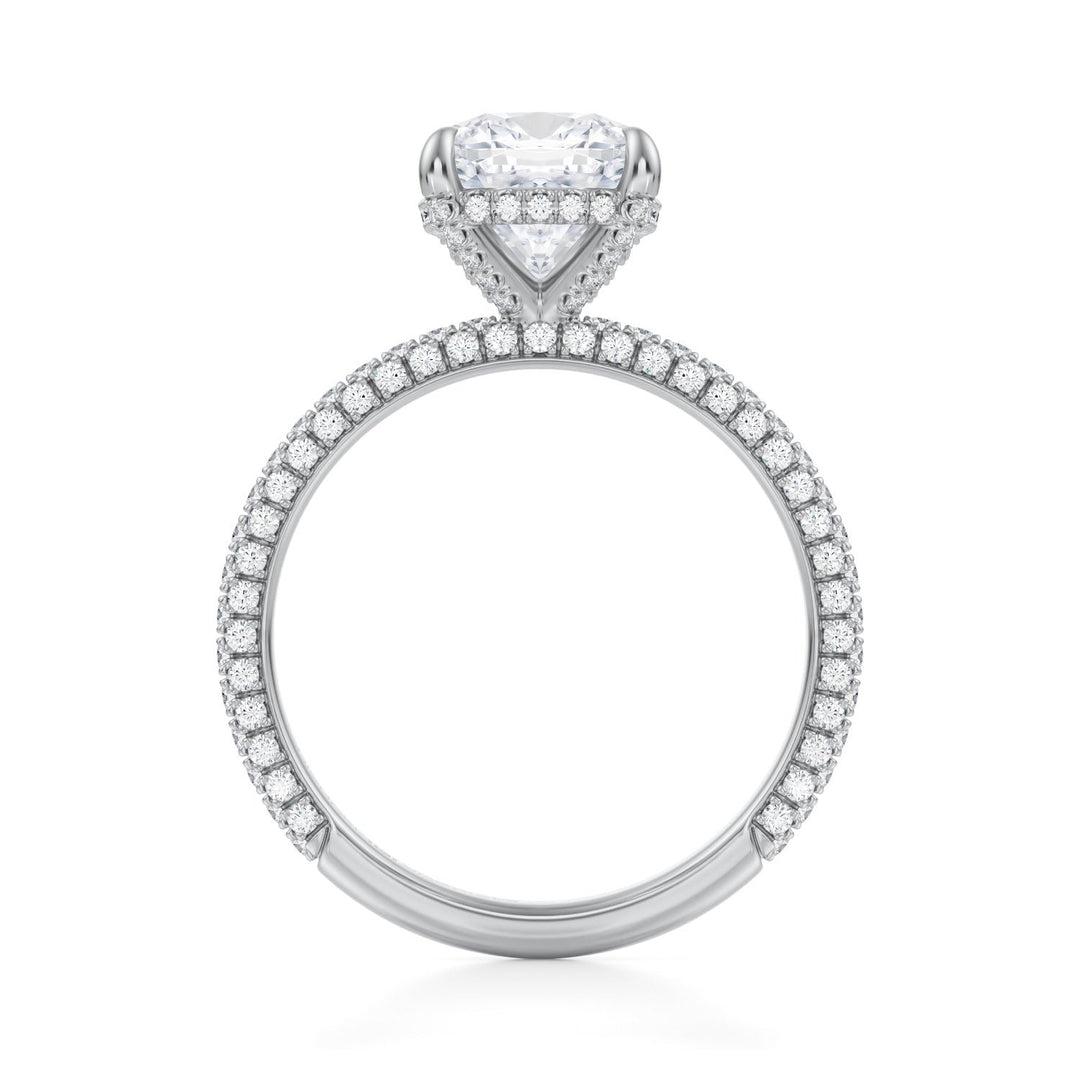 Cushion Pave Basket With Trio Pave Ring (1.00-1.15 Carat F-VS2)