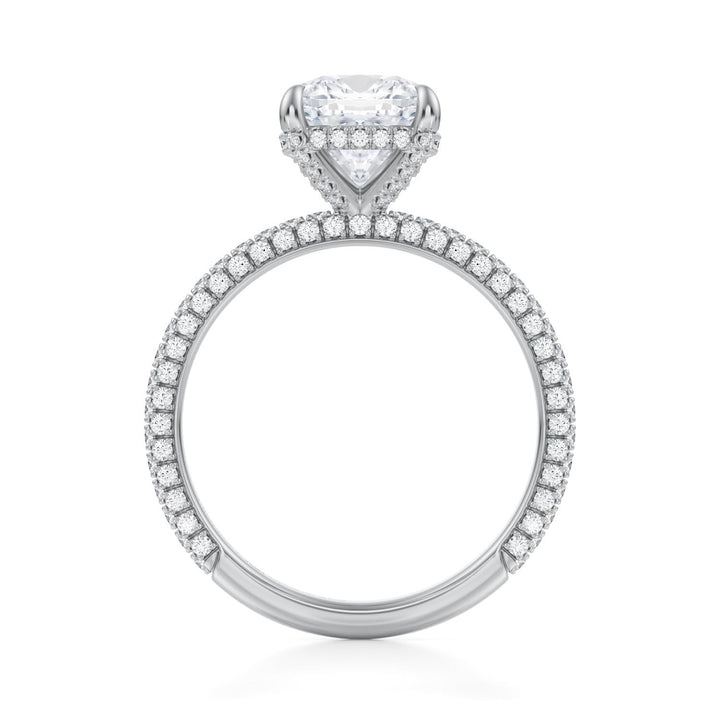 Cushion Pave Basket With Trio Pave Ring (1.00-1.15 Carat F-VS2)