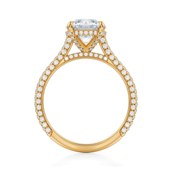 Round Trio Pave Cathedral Ring With Pave Basket (1.00-1.15 Carat F-VS2)