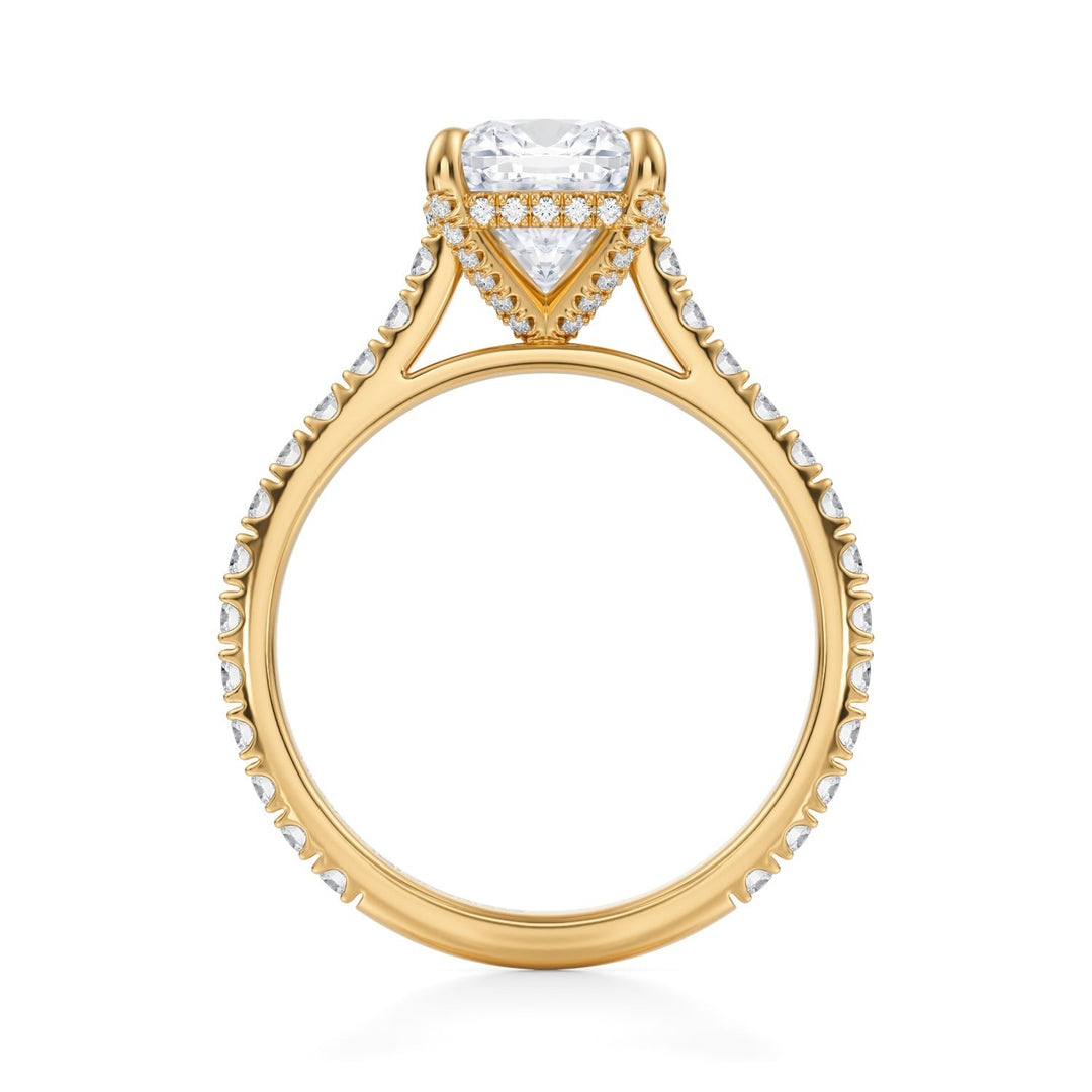 Cushion Pave Cathedral Ring With Pave Basket (1.00-1.15 Carat F-VS2)