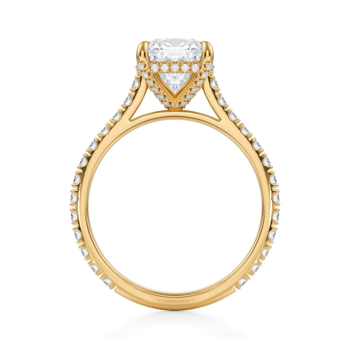 Cushion Pave Cathedral Ring With Pave Basket (1.00-1.15 Carat F-VS2)