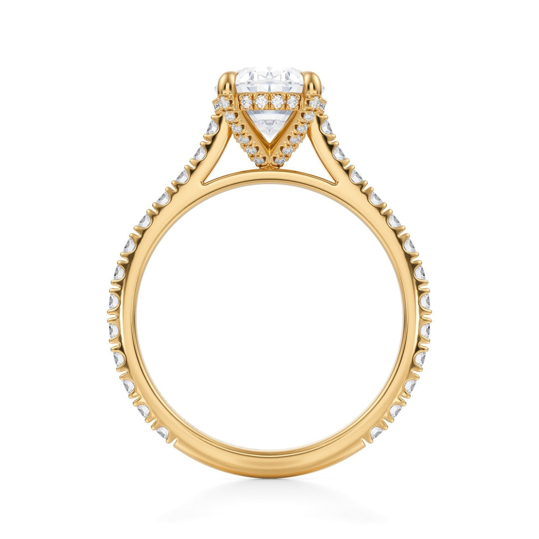 Oval Pave Cathedral Ring With Pave Basket (1.00-1.15 Carat F-VS2)