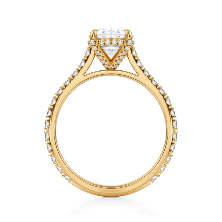 Oval Pave Cathedral Ring With Pave Basket (1.00-1.15 Carat F-VS2)