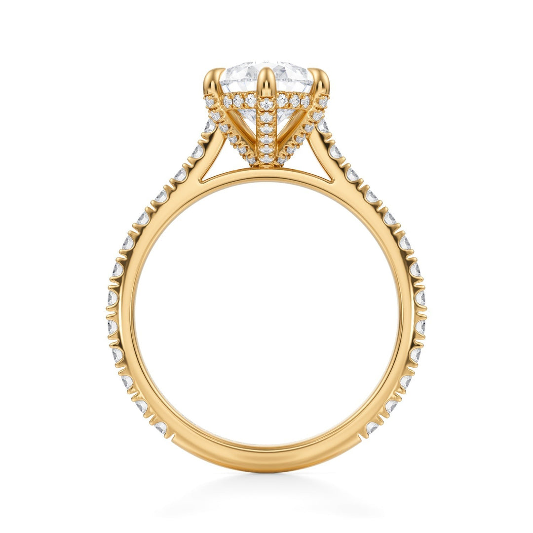 Pear Pave Cathedral Ring With Pave Basket (1.00-1.15 Carat F-VS2)