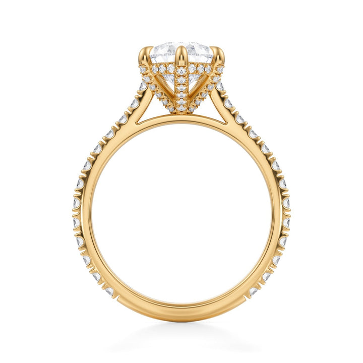 Pear Pave Cathedral Ring With Pave Basket (1.00-1.15 Carat F-VS2)