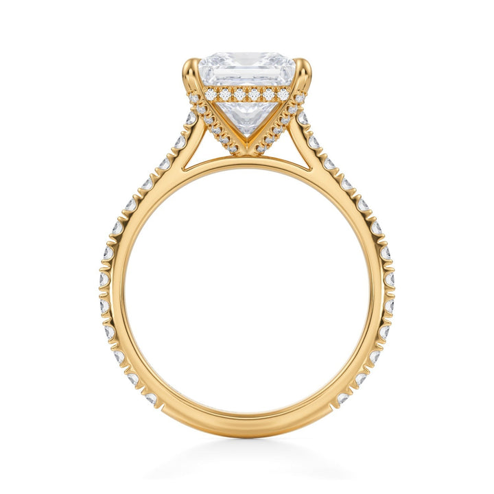 Princess Pave Cathedral Ring With Pave Basket (1.00-1.15 Carat F-VS2)