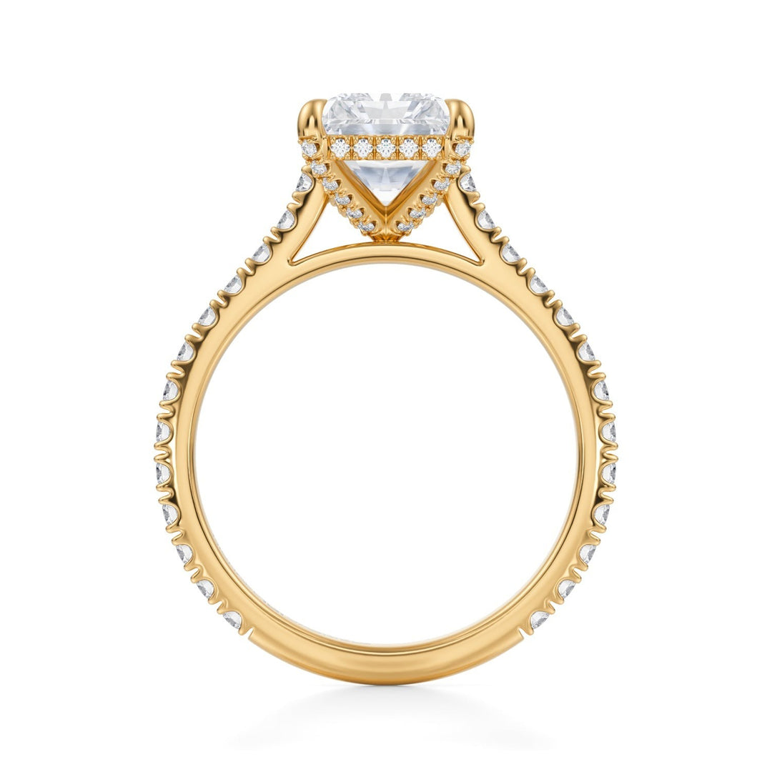 Radiant Pave Cathedral Ring With Pave Basket (1.00-1.15 Carat F-VS2)