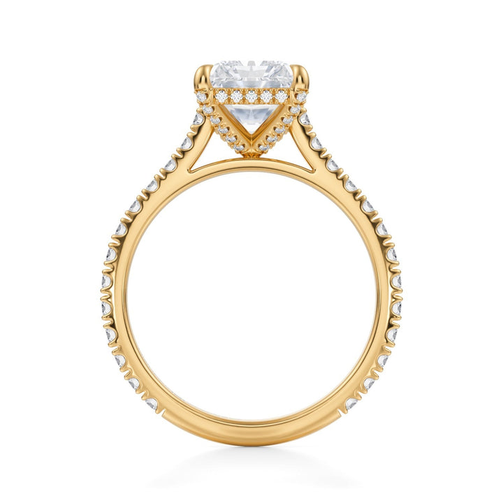 Radiant Pave Cathedral Ring With Pave Basket (1.00-1.15 Carat F-VS2)