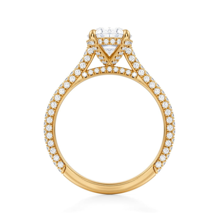 Oval Trio Pave Cathedral Ring With Pave Basket (1.00-1.15 Carat F-VS2)