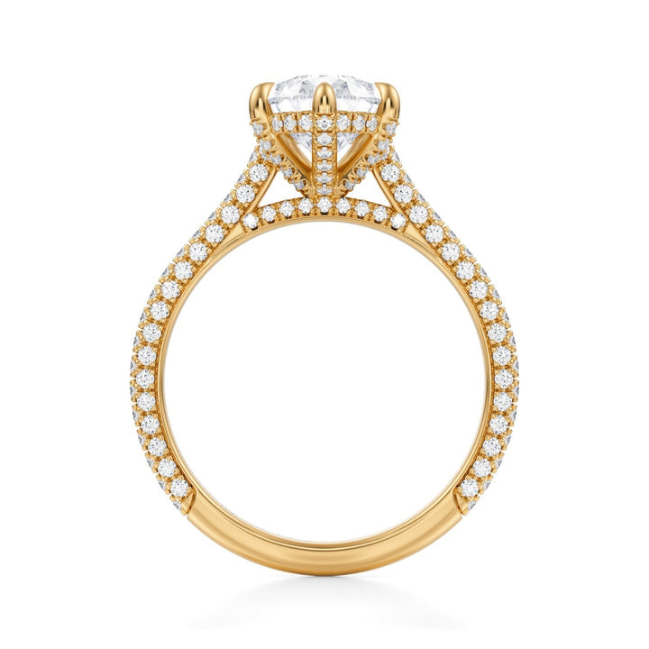 Pear Trio Pave Cathedral Ring With Pave Basket (1.00-1.15 Carat F-VS2)