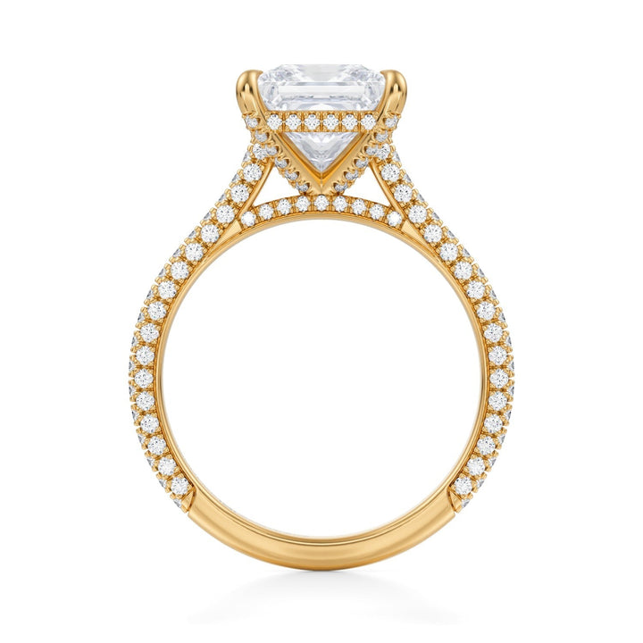 Princess Trio Pave Cathedral Ring With Pave Basket (1.00-1.15 Carat F-VS2)