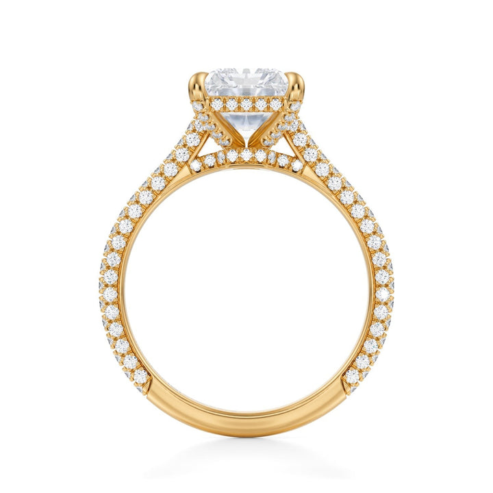 Radiant Trio Pave Cathedral Ring With Low Pave Basket (1.00-1.15 Carat F-VS2)