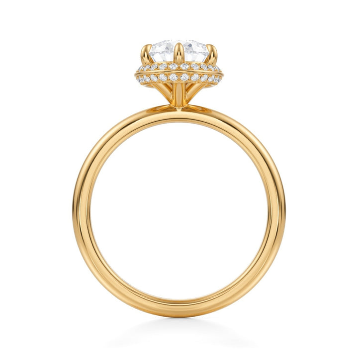 Pear Knife Edge Halo With Solitaire Ring (1.00-1.15 Carat F-VS2)