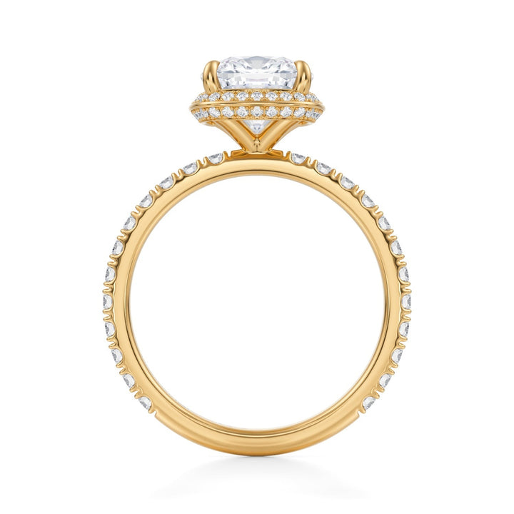 Cushion Knife Edge Halo With Pave Ring (1.00-1.15 Carat F-VS2)