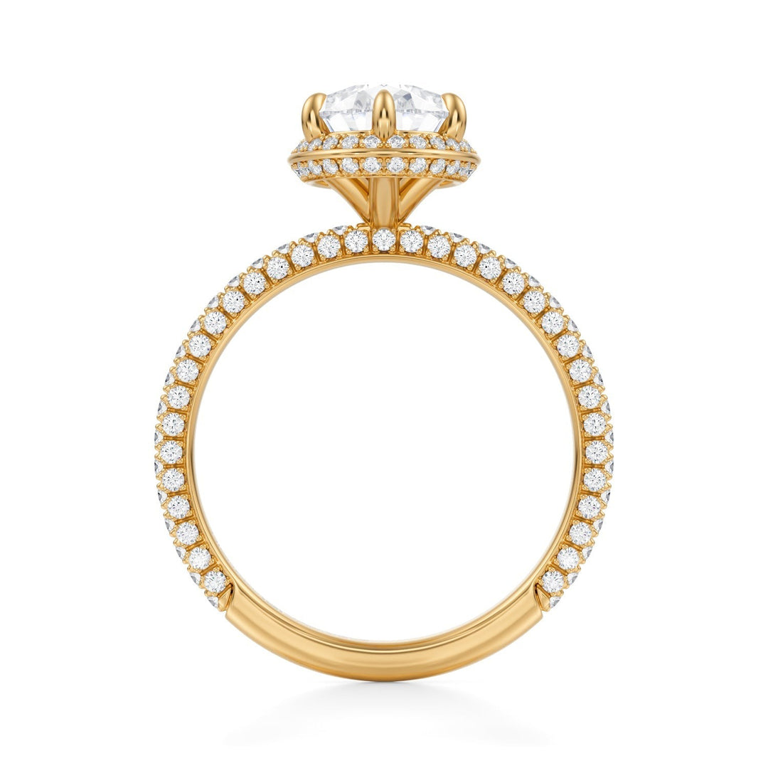 Pear Knife Edge Halo With Trio Pave Ring (1.00-1.15 Carat F-VS2)