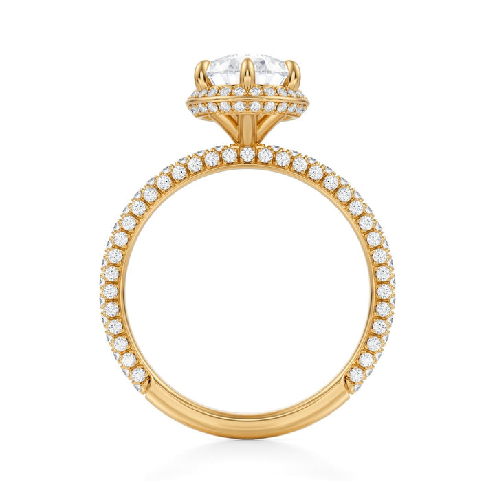 Pear Knife Edge Halo With Trio Pave Ring (1.00-1.15 Carat F-VS2)