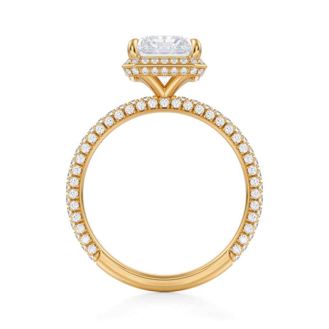 Radiant Knife Edge Halo With Trio Pave Ring (1.00-1.15 Carat F-VS2)