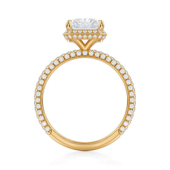 Radiant Knife Edge Halo With Trio Pave Ring (1.00-1.15 Carat F-VS2)