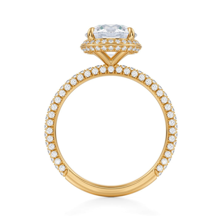 Round Knife Edge Halo With Trio Pave Ring (1.00-1.15 Carat F-VS2)