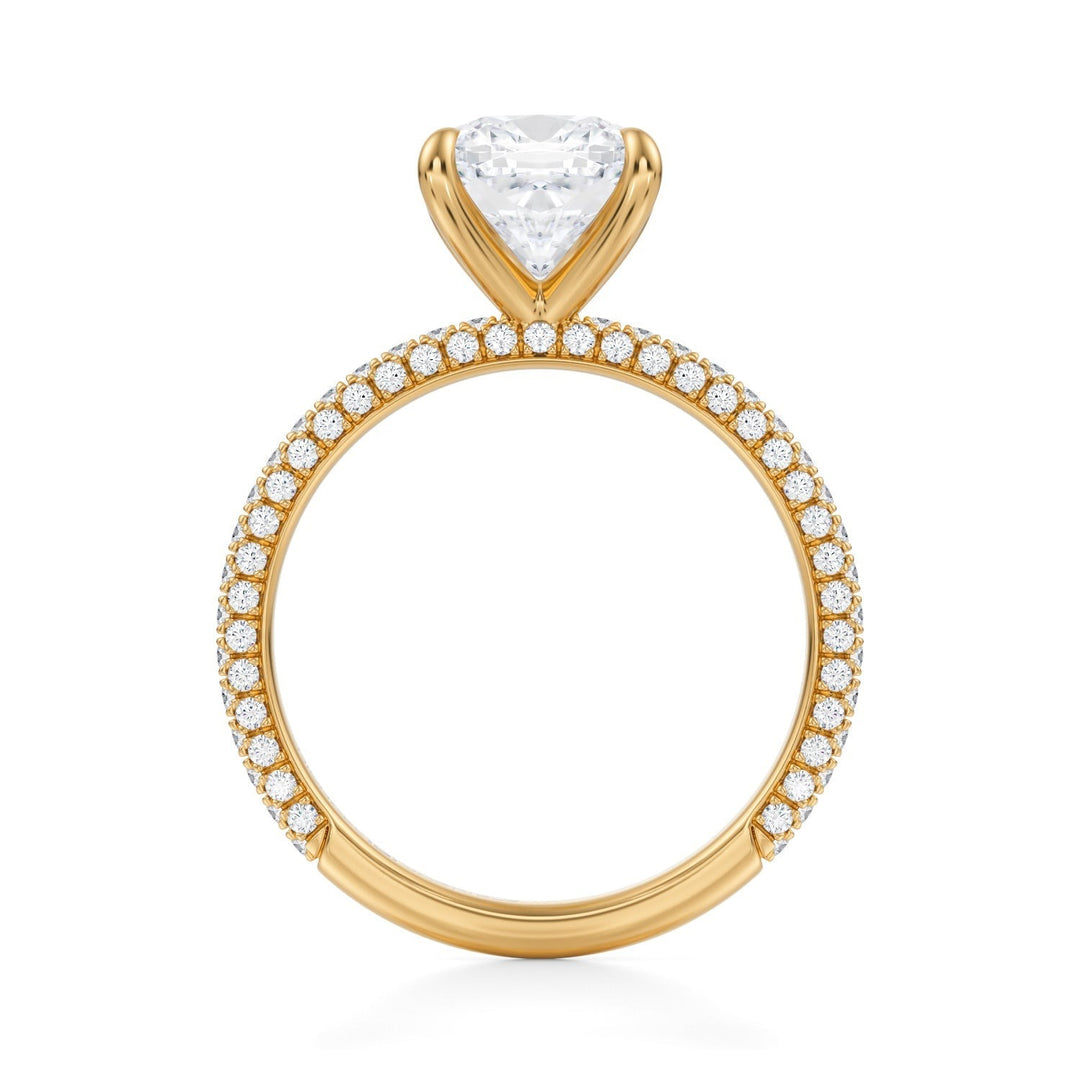 Cushion Trio Pave Ring (1.00-1.15 Carat F-VS2)