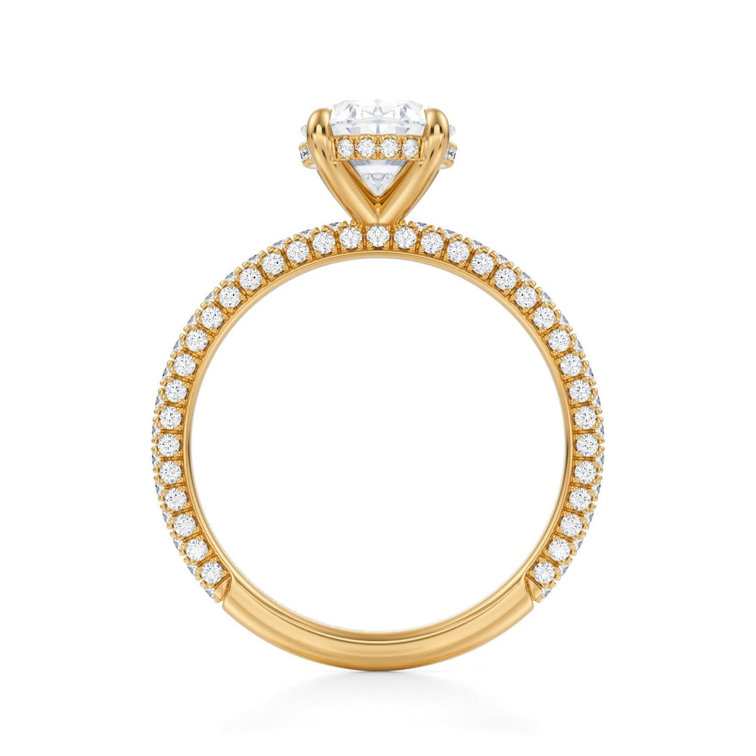 Oval Hidden Halo With Trio Pave Ring (1.00-1.15 Carat F-VS2)