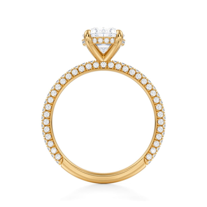 Oval Hidden Halo With Trio Pave Ring (1.00-1.15 Carat F-VS2)