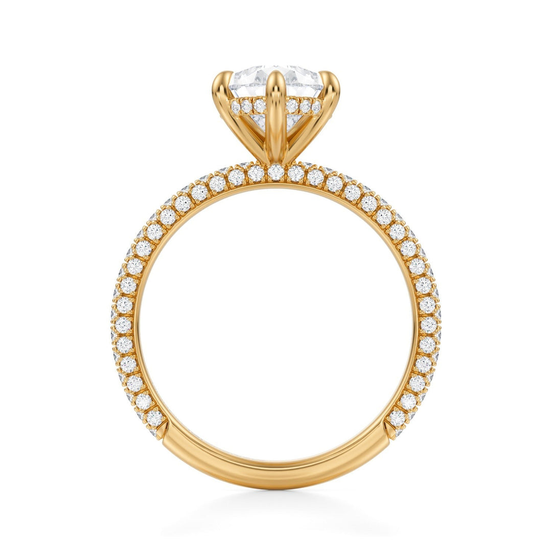 Pear Hidden Halo With Trio Pave Ring (1.00-1.15 Carat F-VS2)