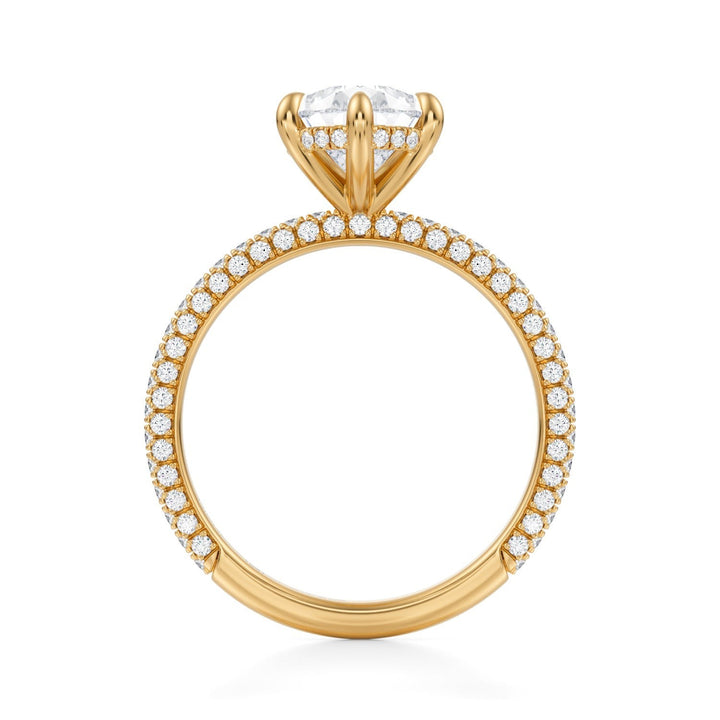 Pear Hidden Halo With Trio Pave Ring (1.00-1.15 Carat F-VS2)