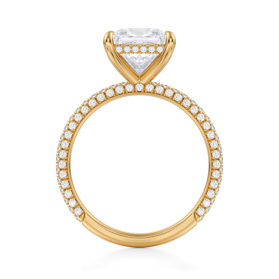 Princess Hidden Halo With Trio Pave Ring (1.00-1.15 Carat F-VS2)