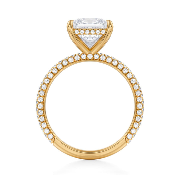 Princess Hidden Halo With Trio Pave Ring (1.00-1.15 Carat F-VS2)