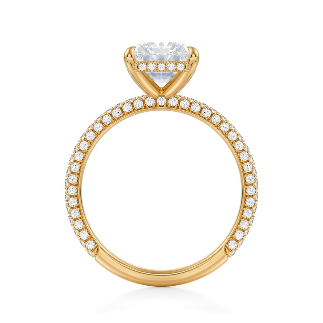 Radiant Hidden Halo With Trio Pave Ring (1.00-1.15 Carat F-VS2)