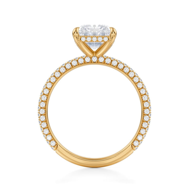 Radiant Hidden Halo With Trio Pave Ring (1.00-1.15 Carat F-VS2)