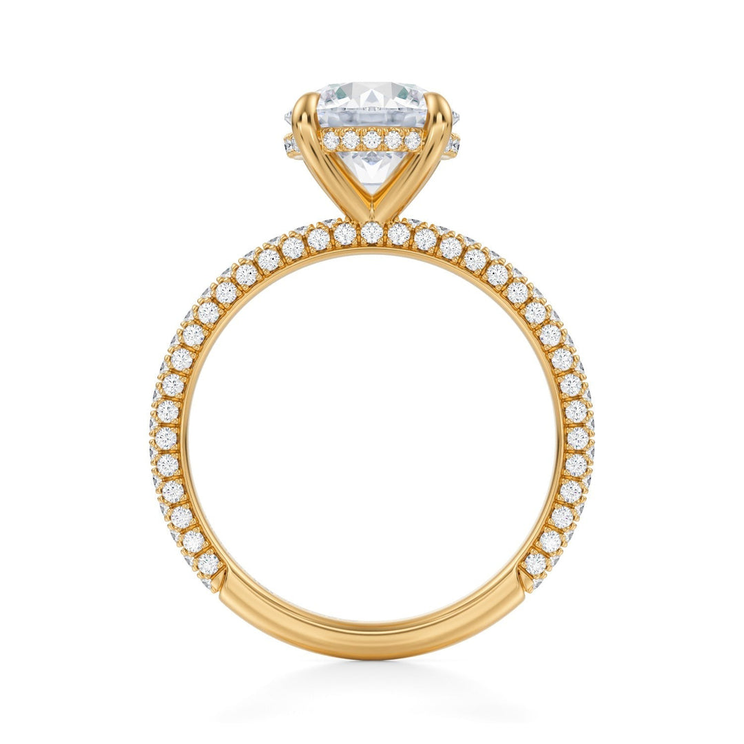 Round Hidden Halo With Trio Pave Ring (1.00-1.15 Carat F-VS2)